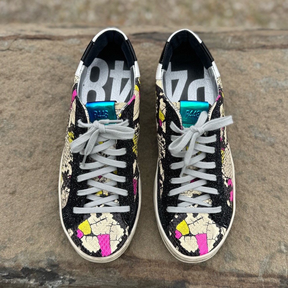 P448 John Piuma Multi-colored Snakeskin Embossed Leather Sneakers